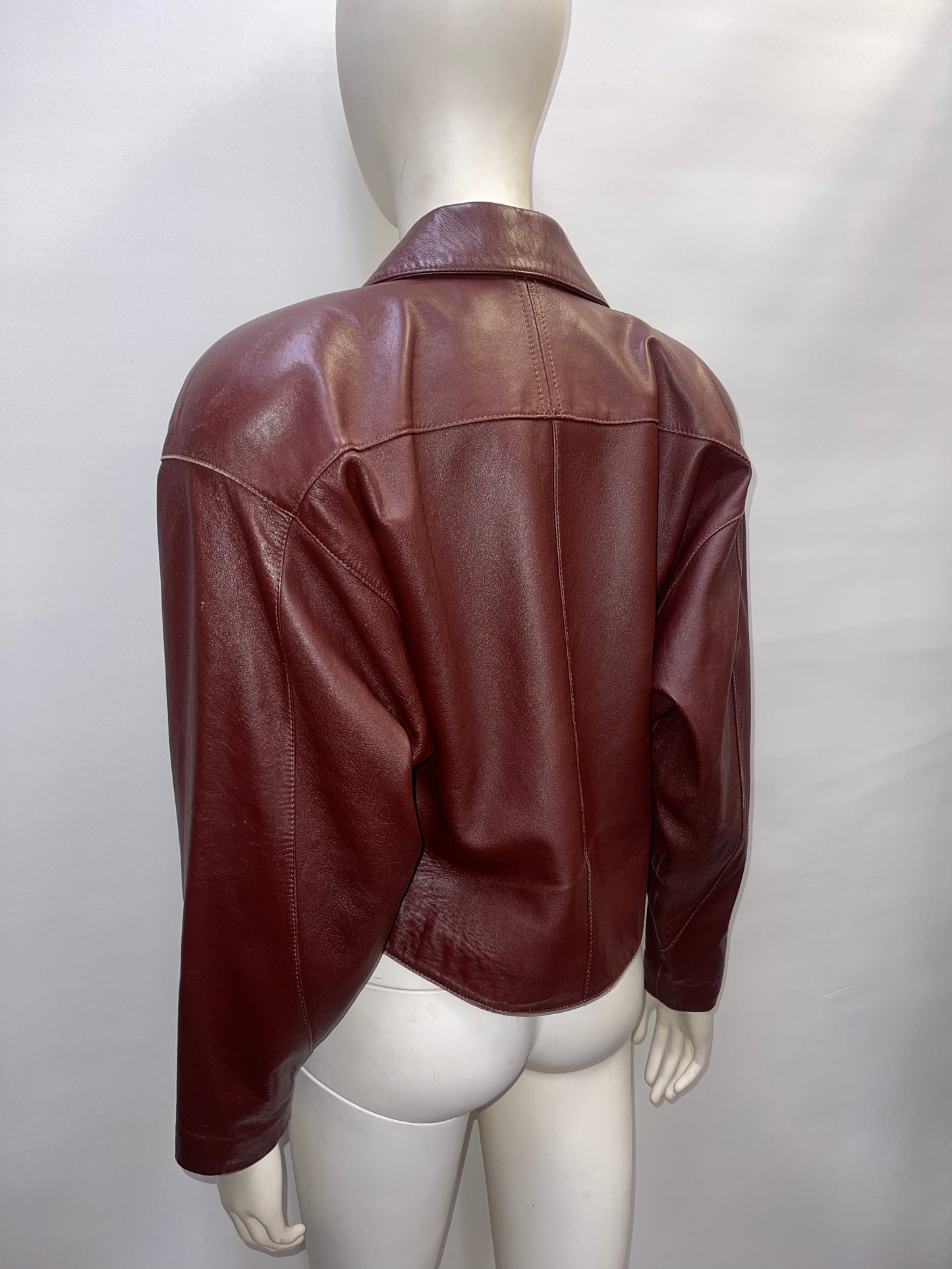 YingDak Burgundy Leather Jacket