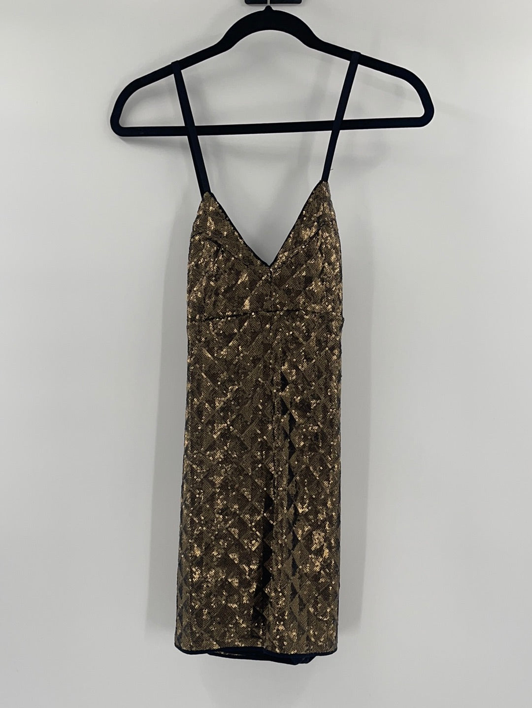 Urban Outfitters - Kendall + Kylie - Gold Sequin Sleeveless Low Back Adjustable Straps Romper (Size M)