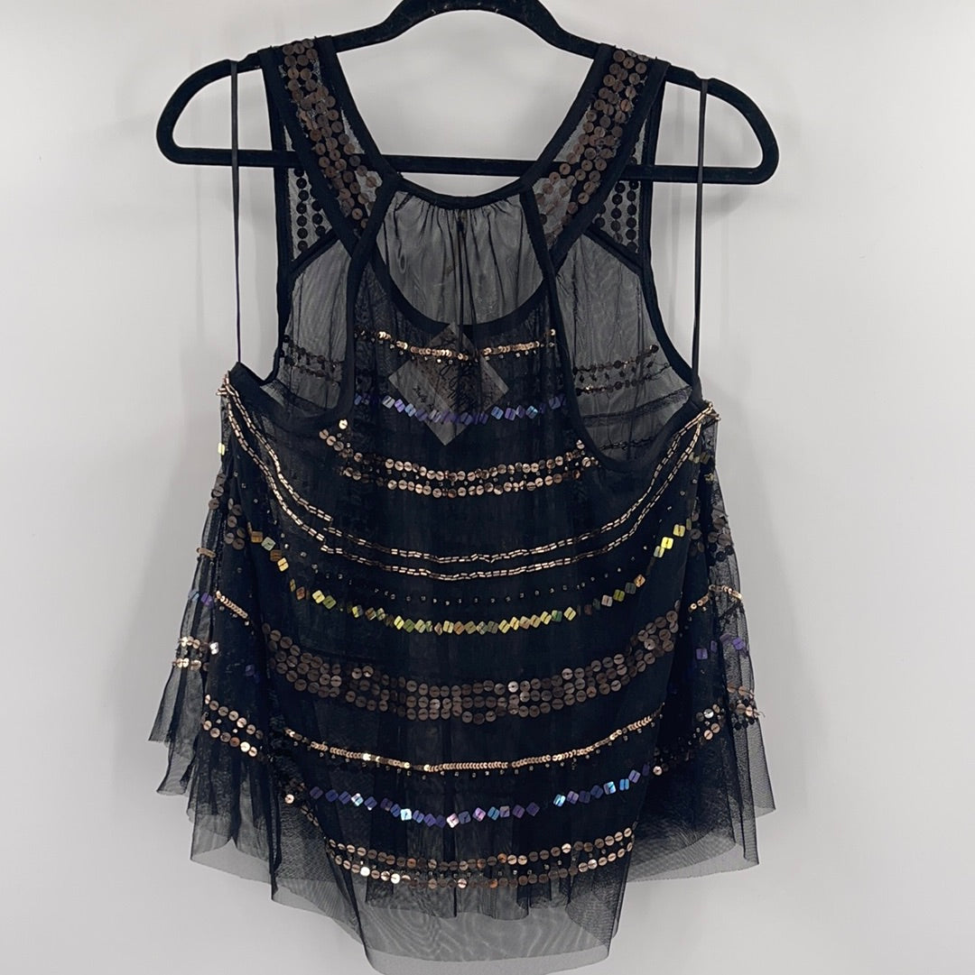 Free People Mesh Embellished Tank (S)