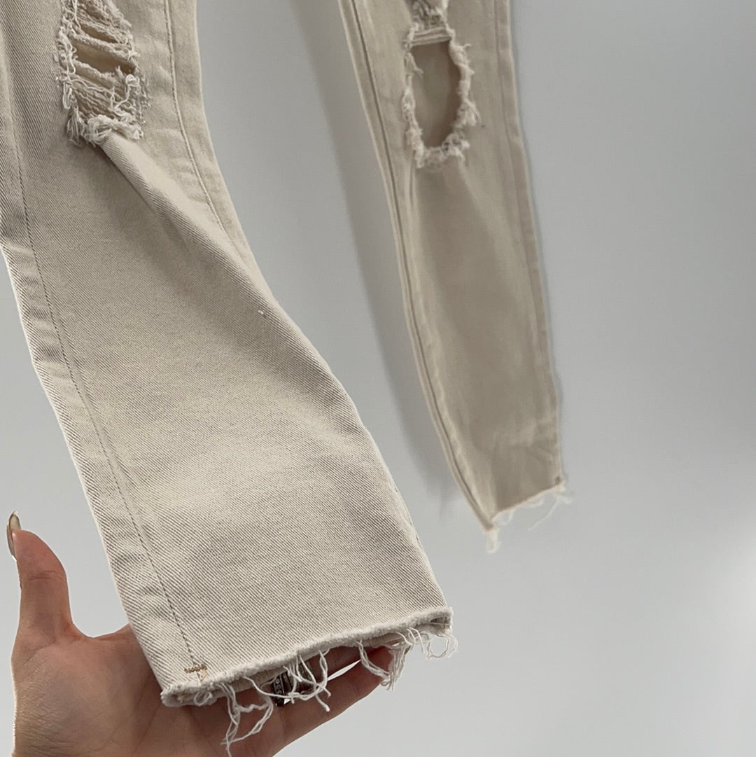 BDG/Urban Outfitters Cream/Off-White Ripped Jeans Raw Cut Hem (Size 25W)