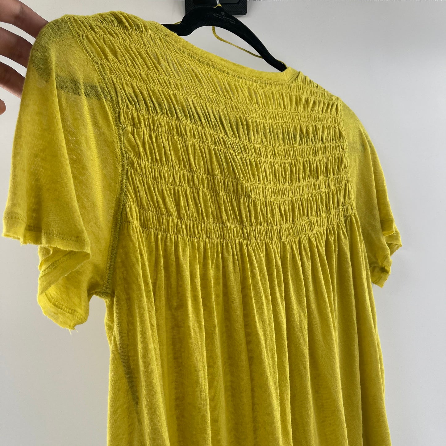 Free People Chartreuse Yellow Short Sleeve (XS)