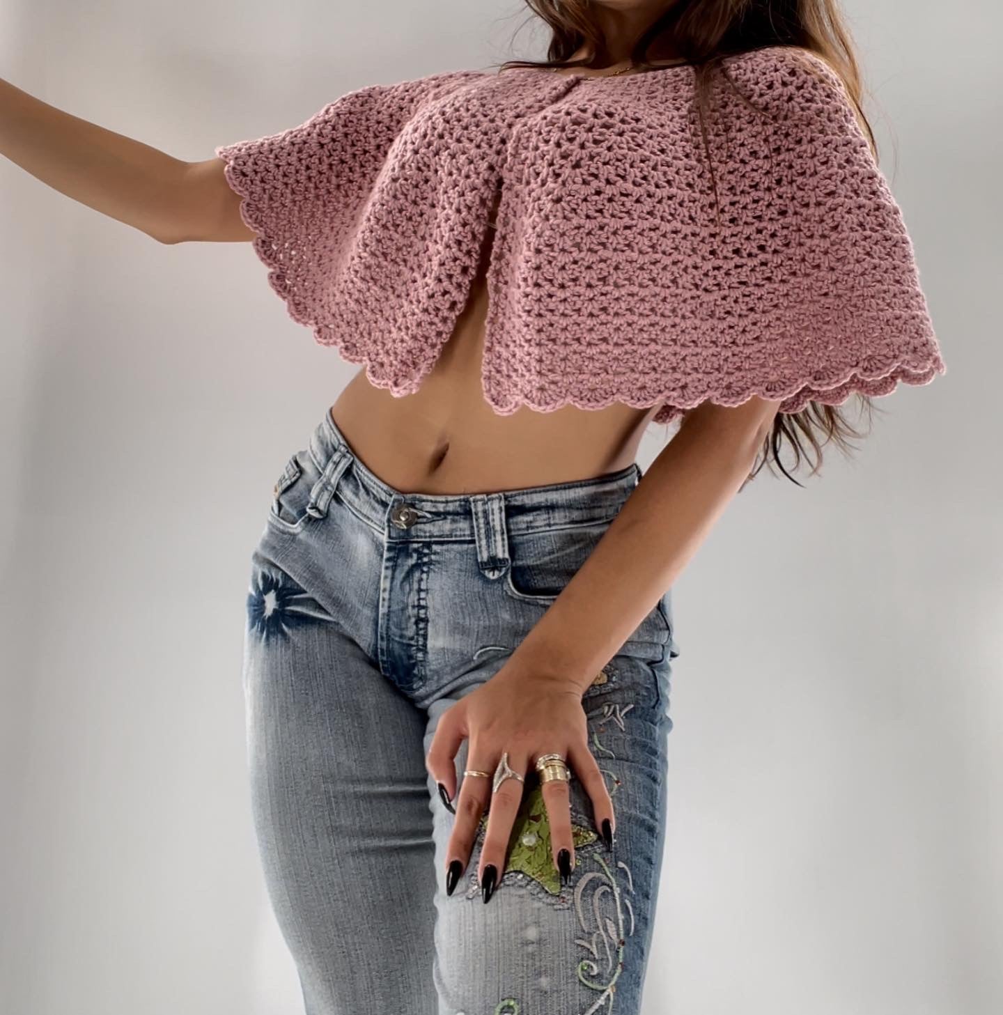 Pink Crochet Cape