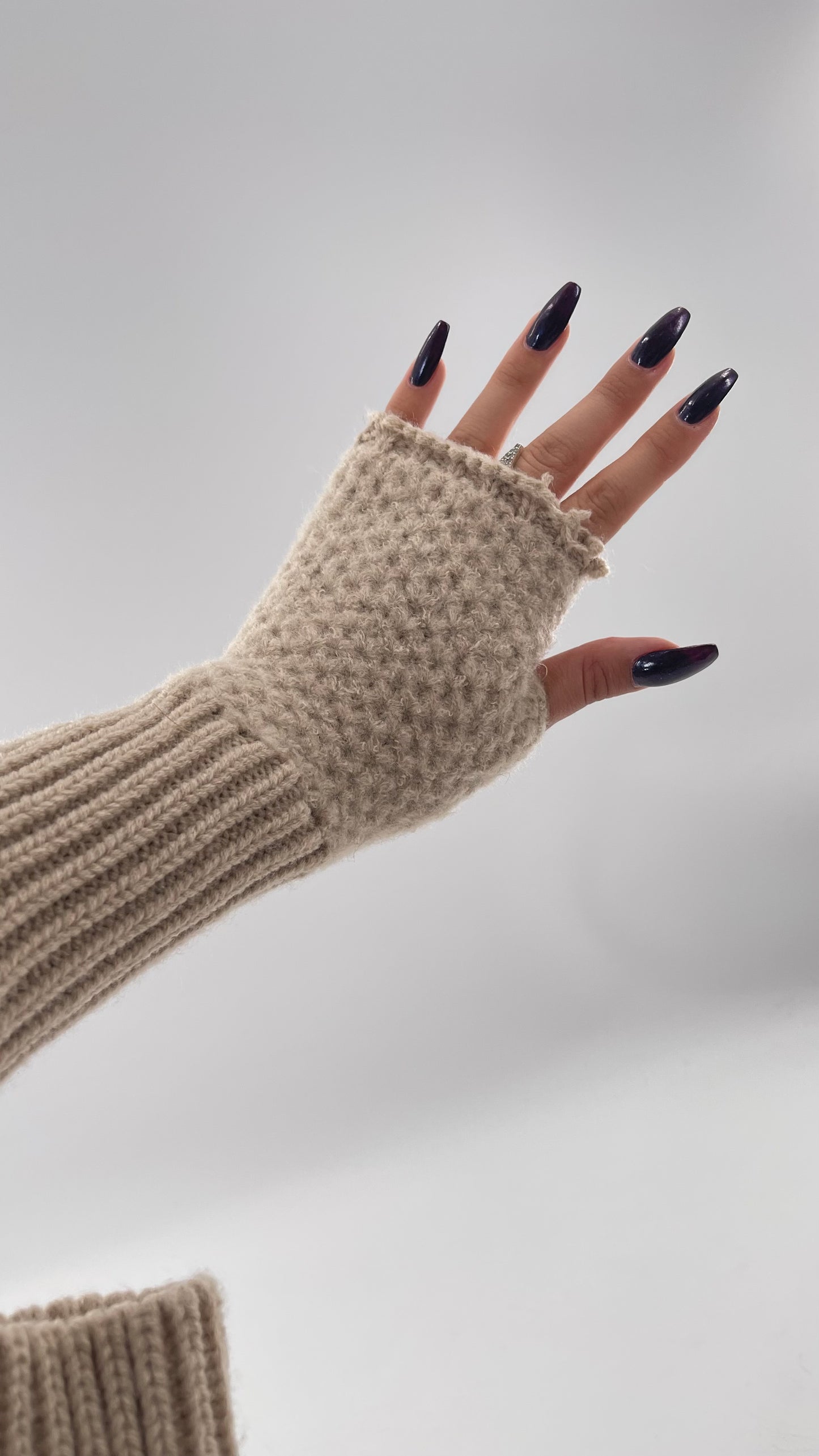 Free People Tan Knit Arm Warmer with Thumb Holes