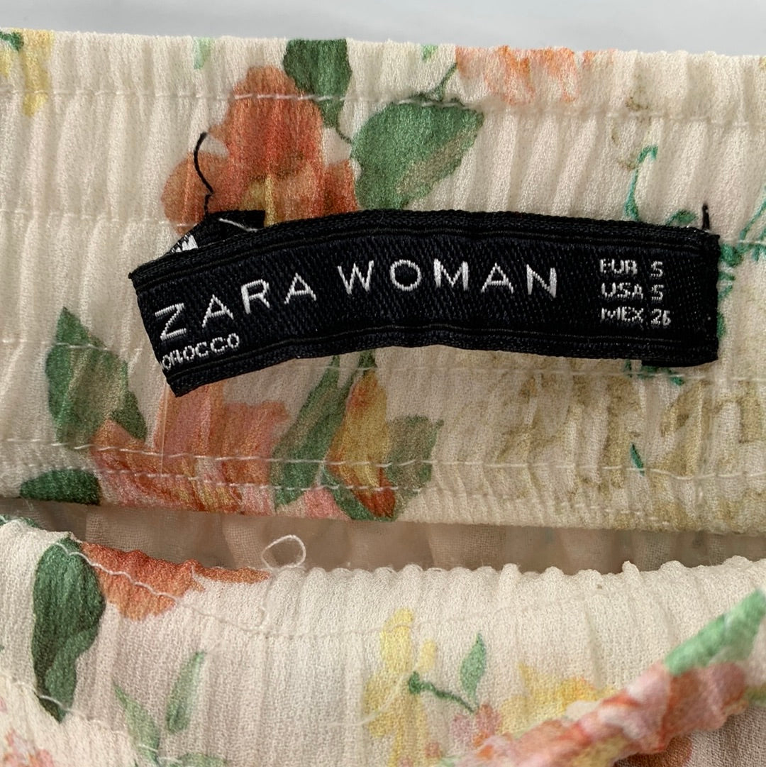 Zara - Timeless Flower Print Overlap Ruffle Mini Skirt (Size Small)