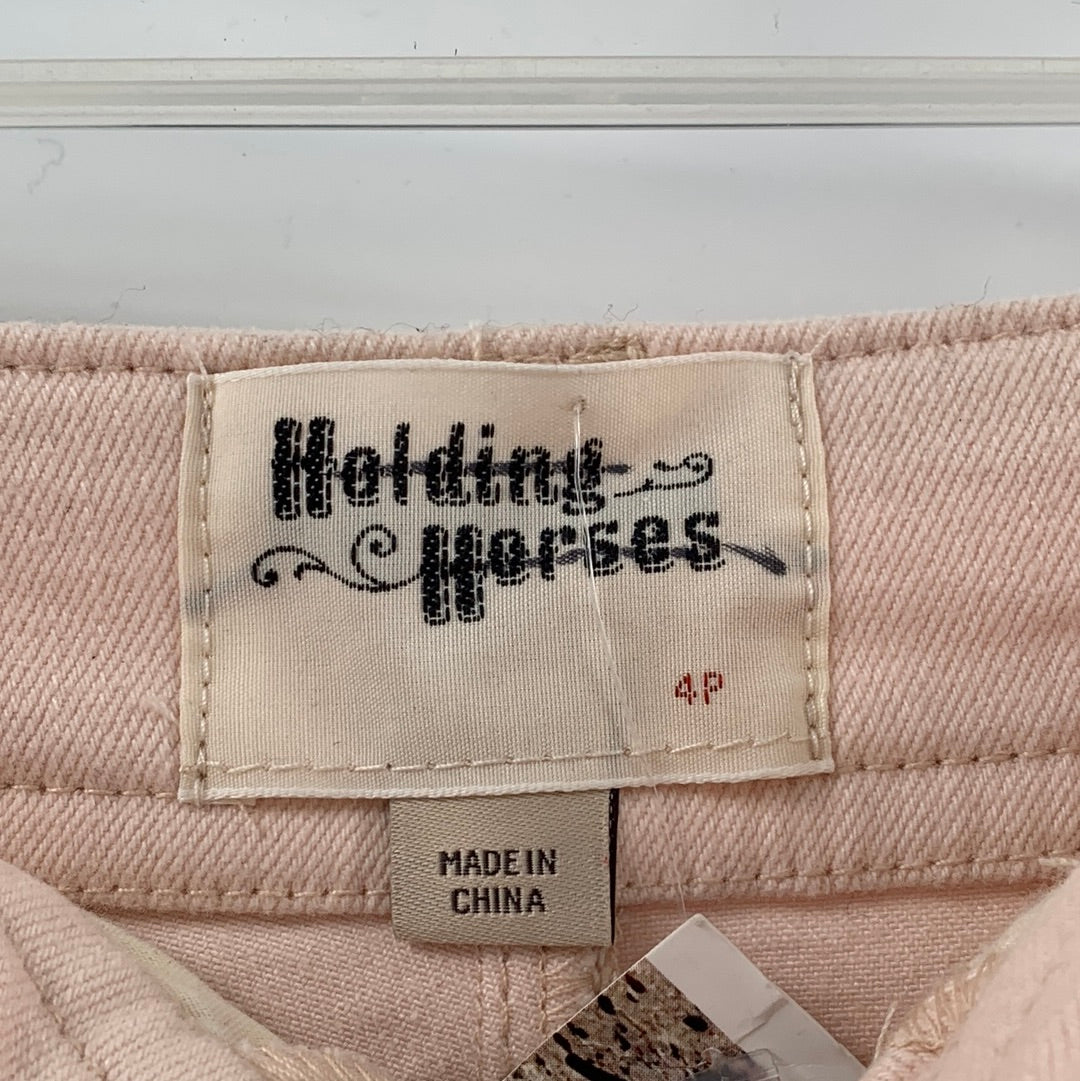 Holding Horses by Anthropologie - Pink Button Up Vented Skirt (Size 4P)