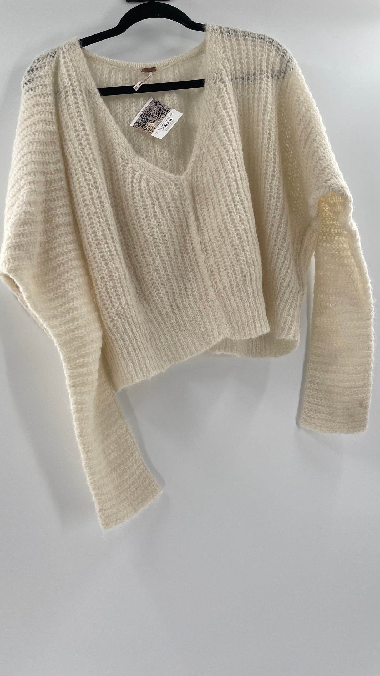 Free People White 89% Alpaca Sweater (XS)
