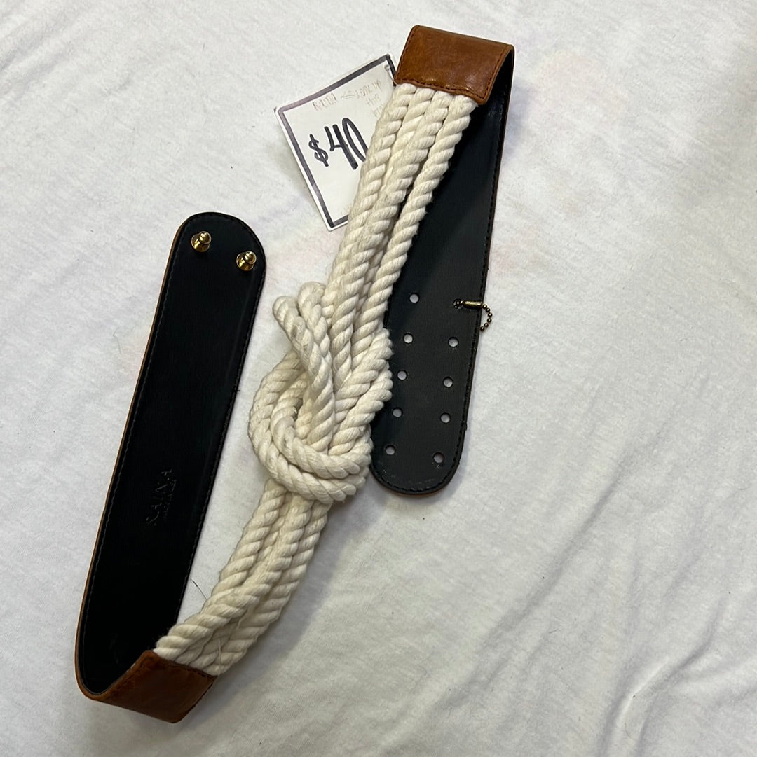 Raina Brown Leather and Rope Belt