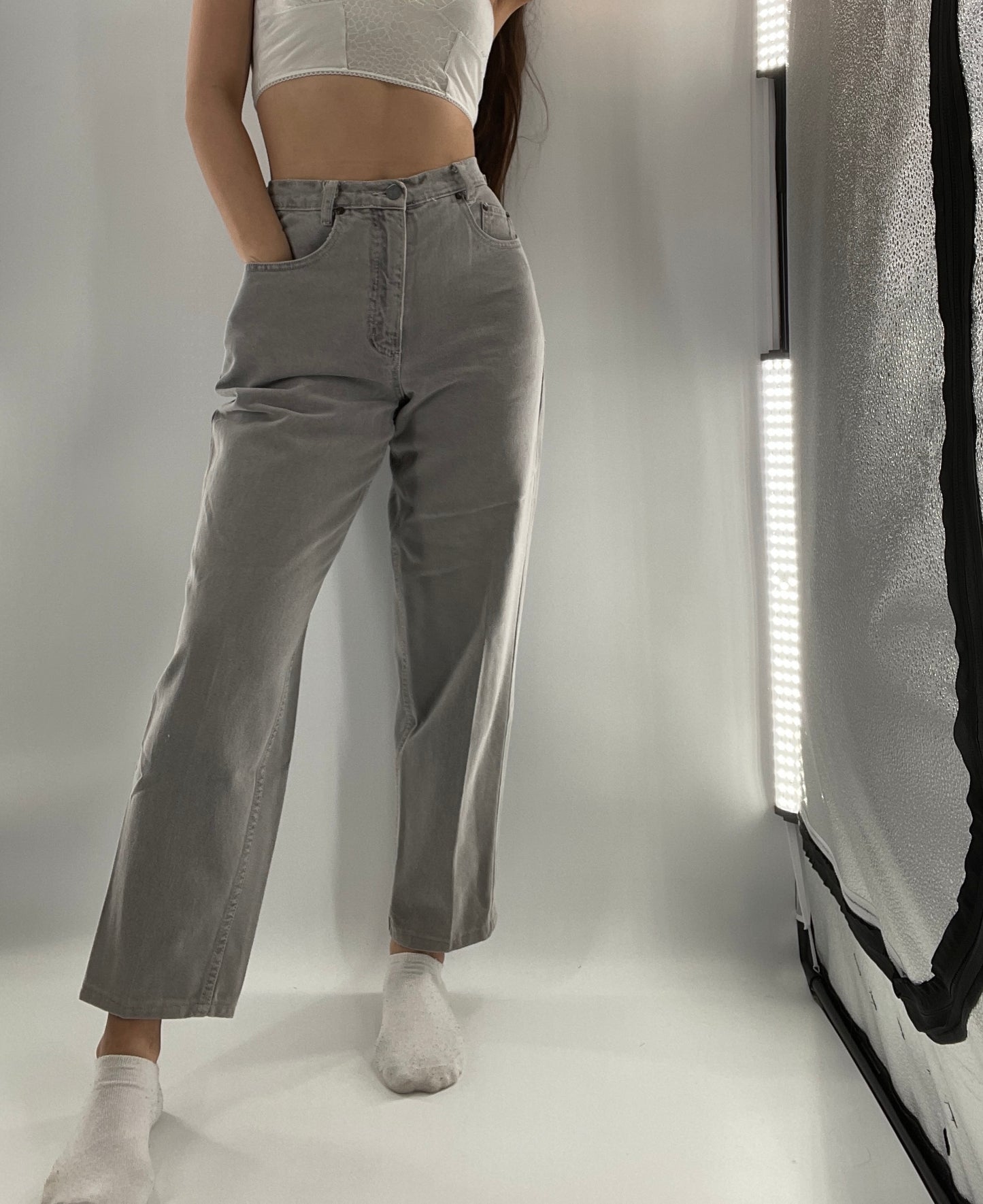 Vintage Democracy High Waisted Grey Jeans (6)