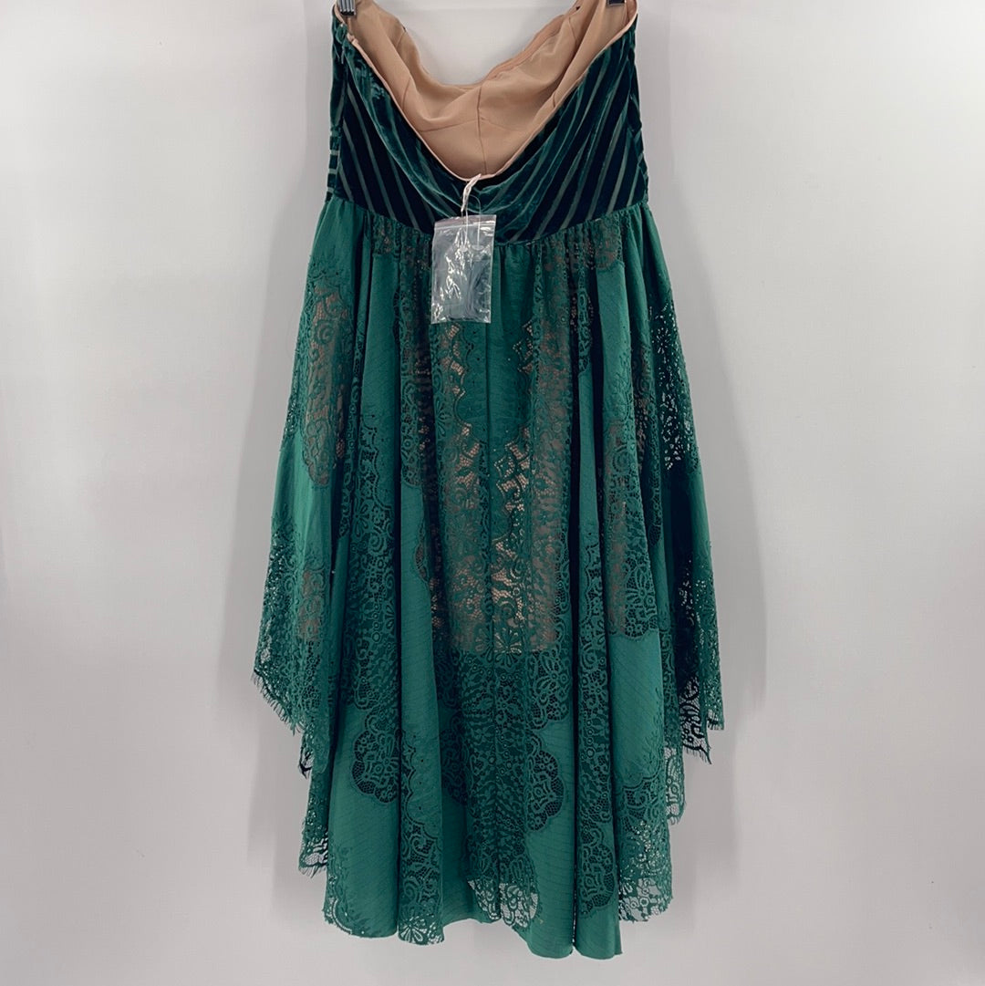 Free People Velvet + Lace Emerald Dress (0)