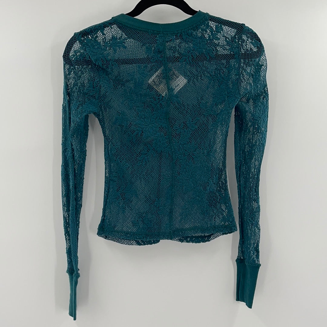 Intimately Free People Teal Lace Top (XS)