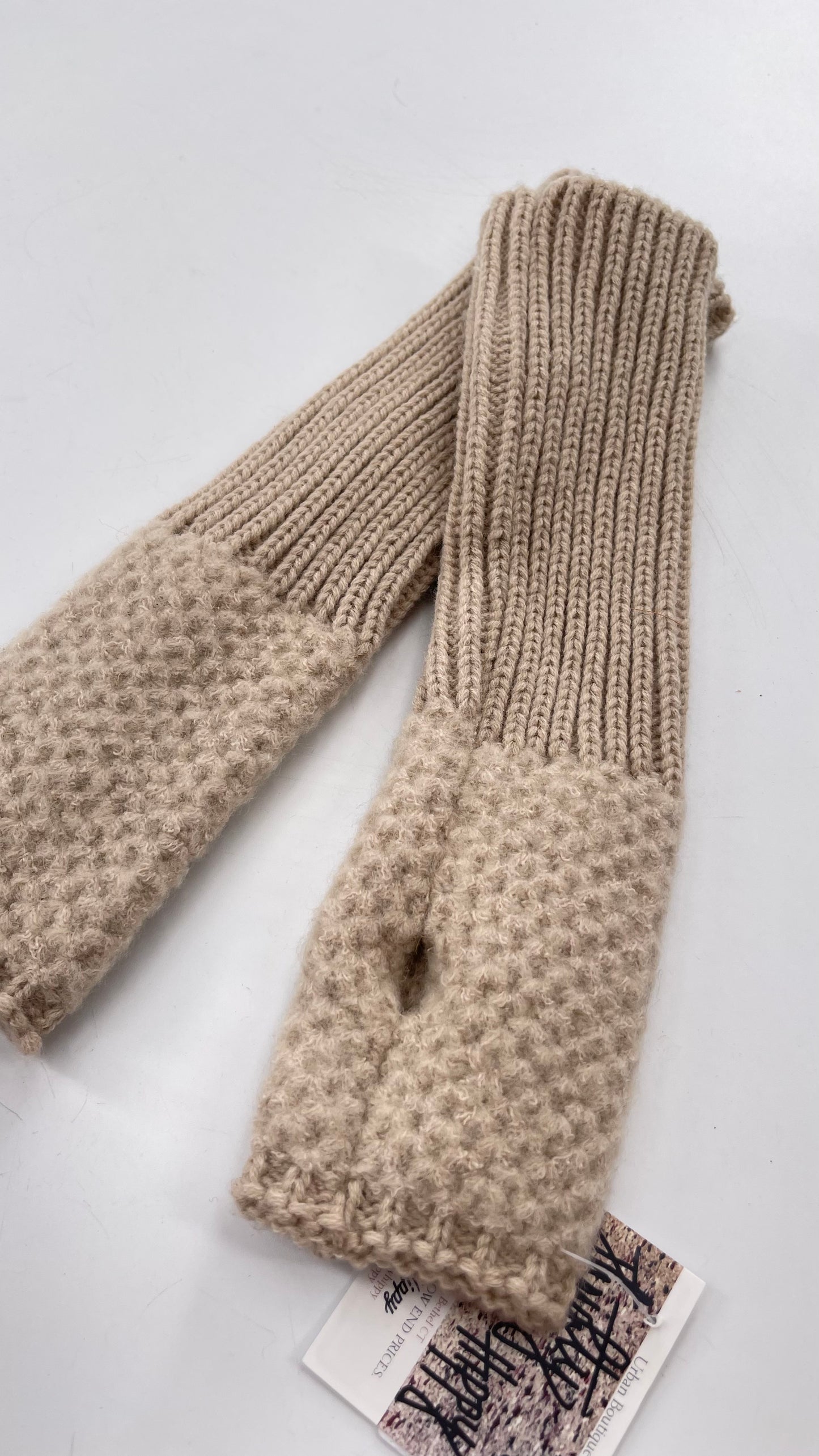 Free People Tan Knit Arm Warmer with Thumb Holes