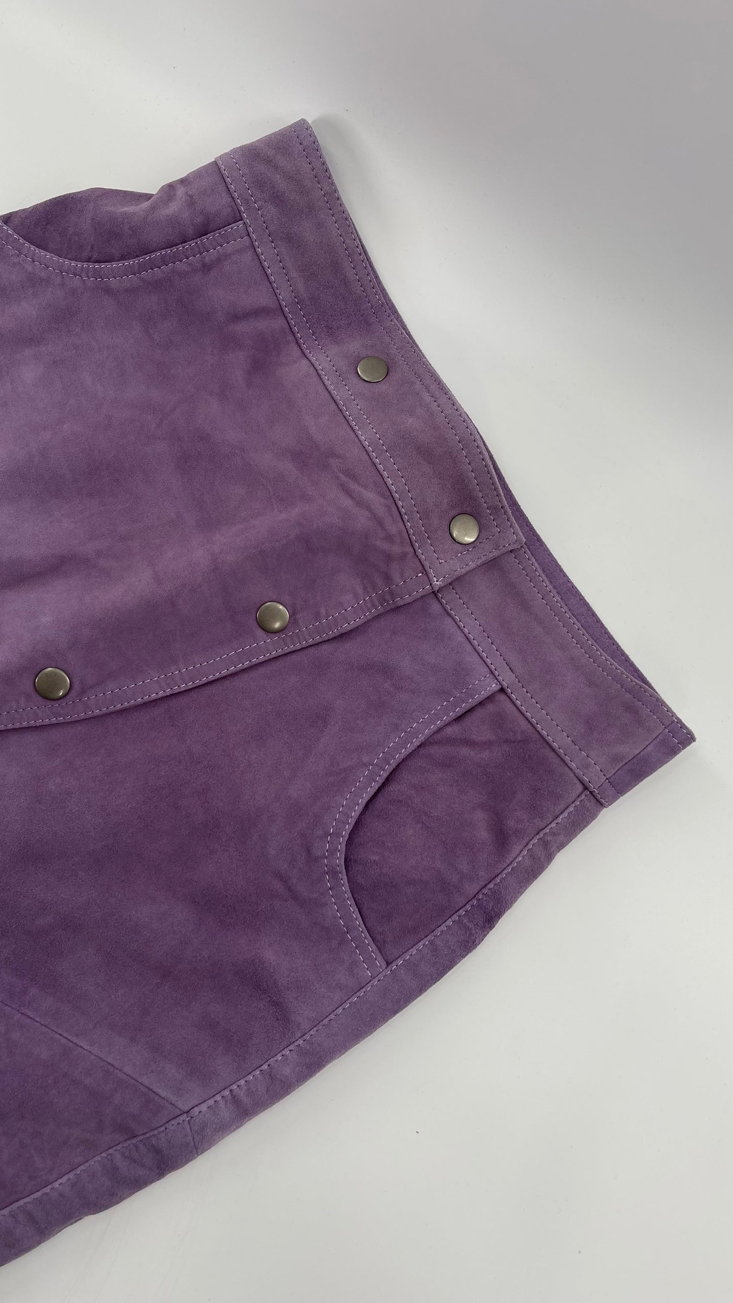 Free People Understated Purple Leather Knee Length Skirt (4)