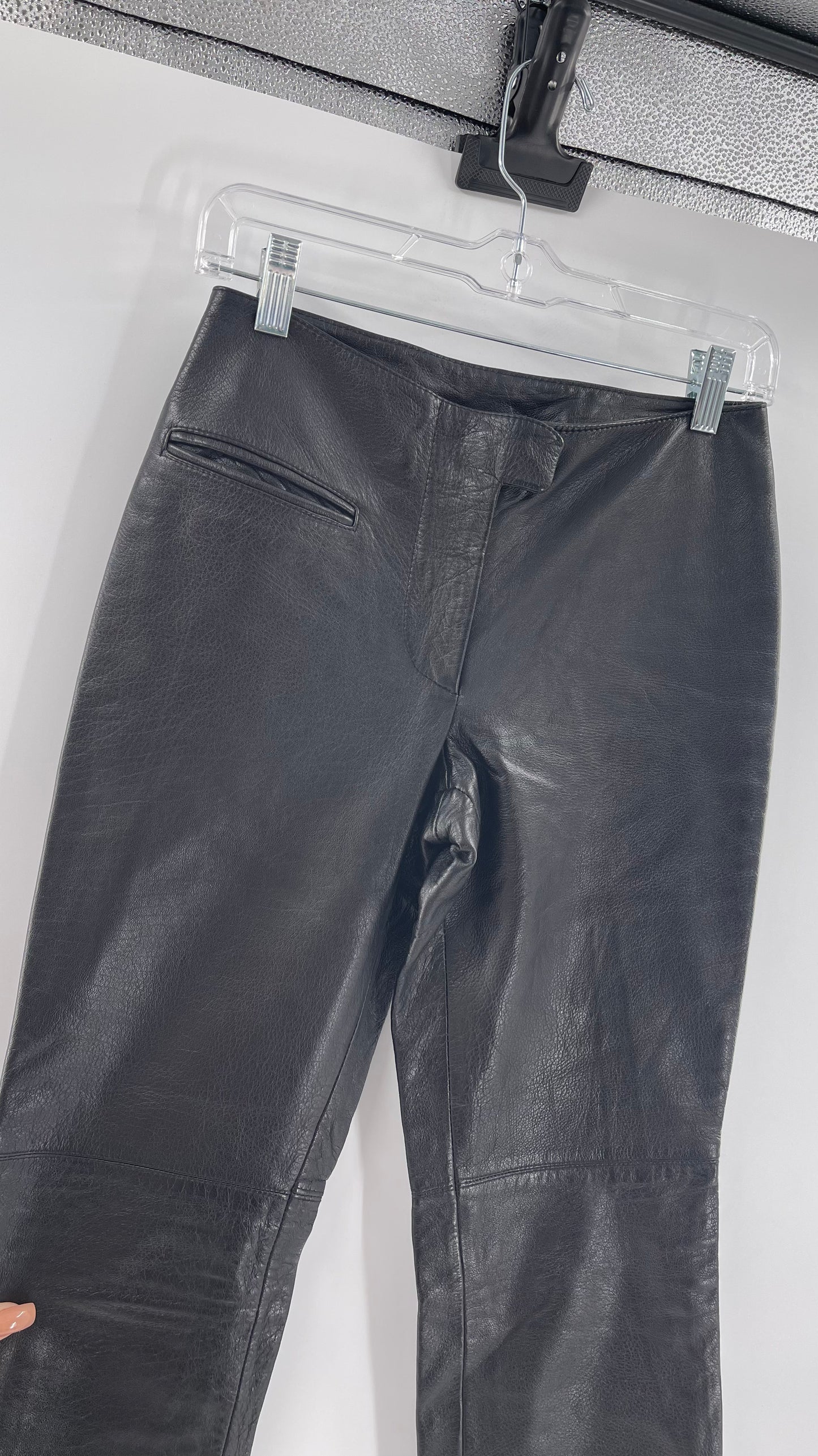 Vintage Márcia Italian Lamb Leather Kick Flare Trouser Pants (00)