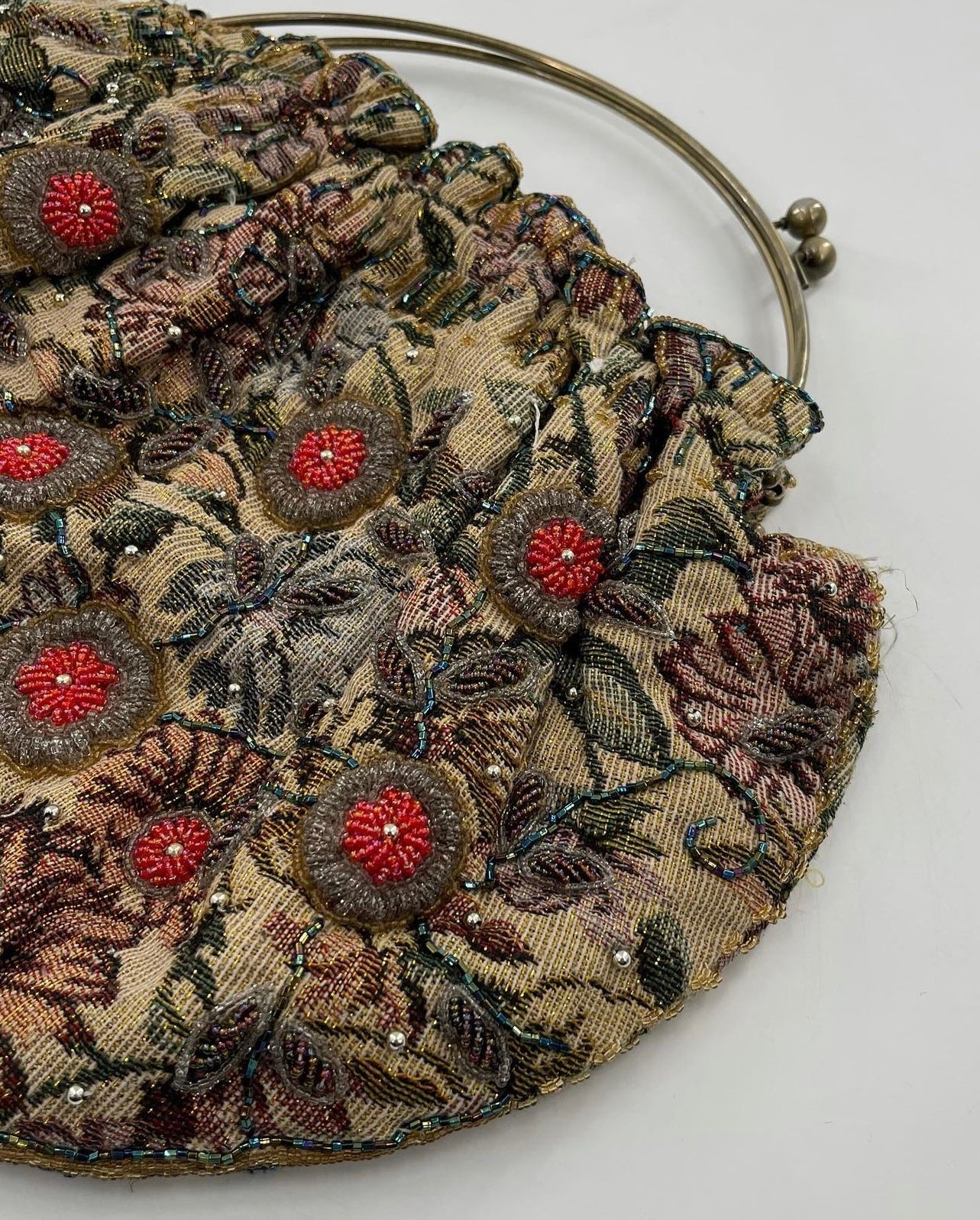 Vintage Beaded Tapestry Circle Bag