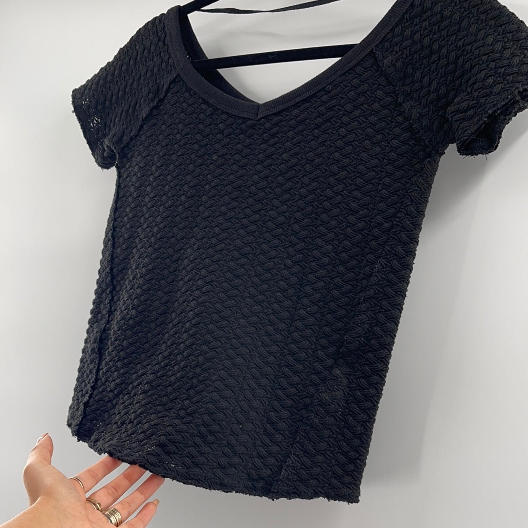 Free People Black Knit T shirt (M)