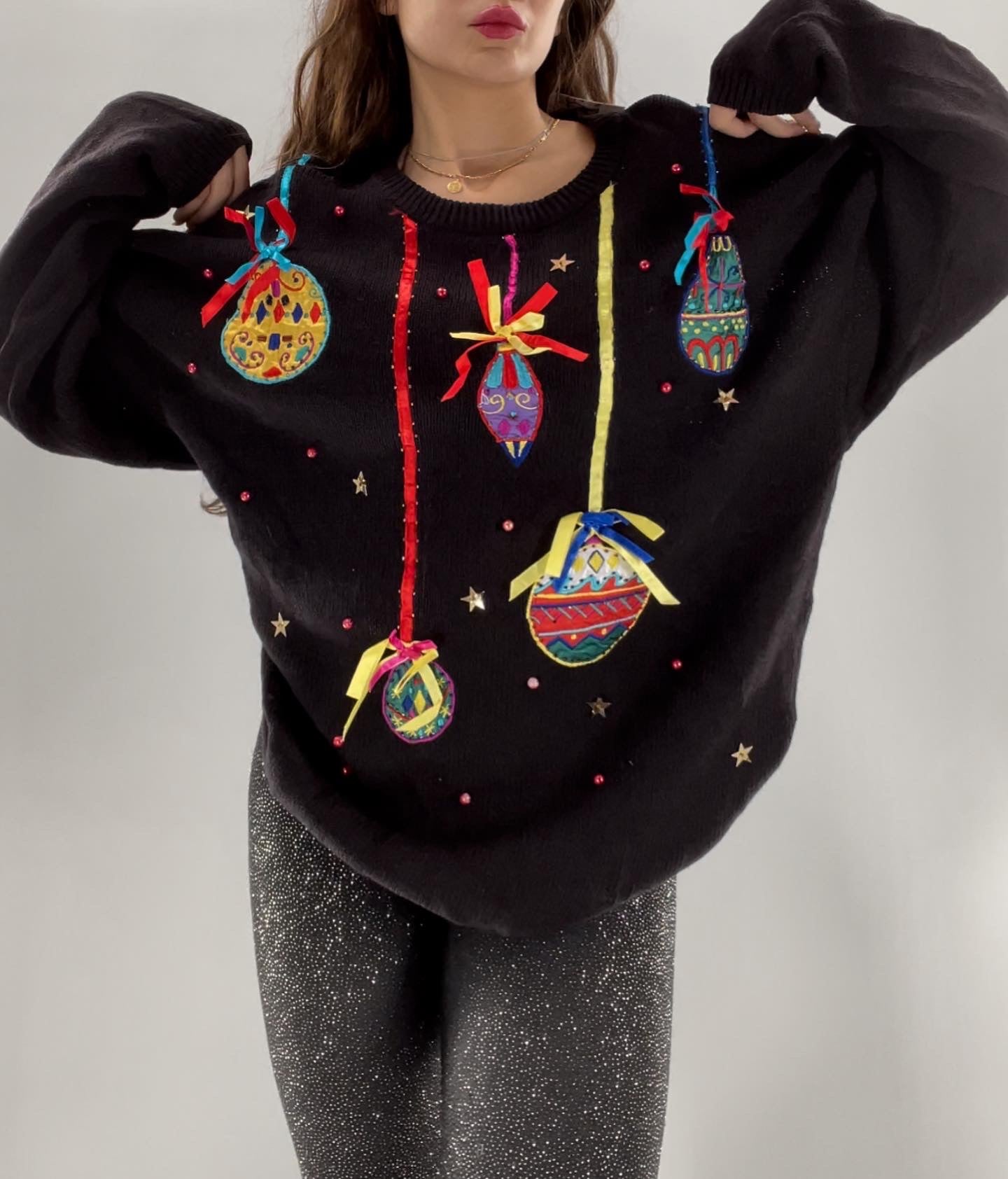 Urban Outfitters Ornament Embellished Sweater (Large)