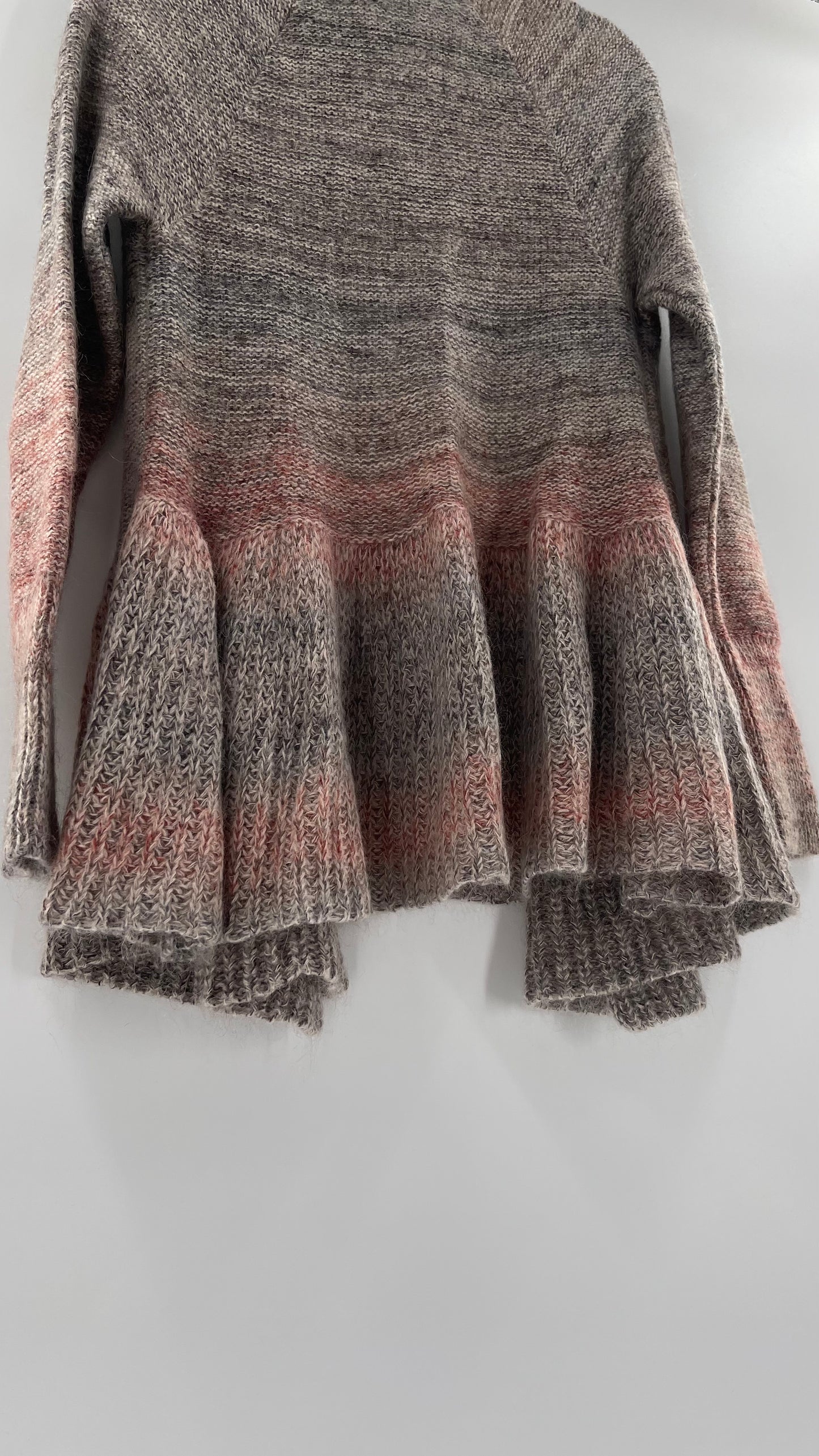 Anthropologie Knitted + Knotted Grey Pink Cardigan (small)