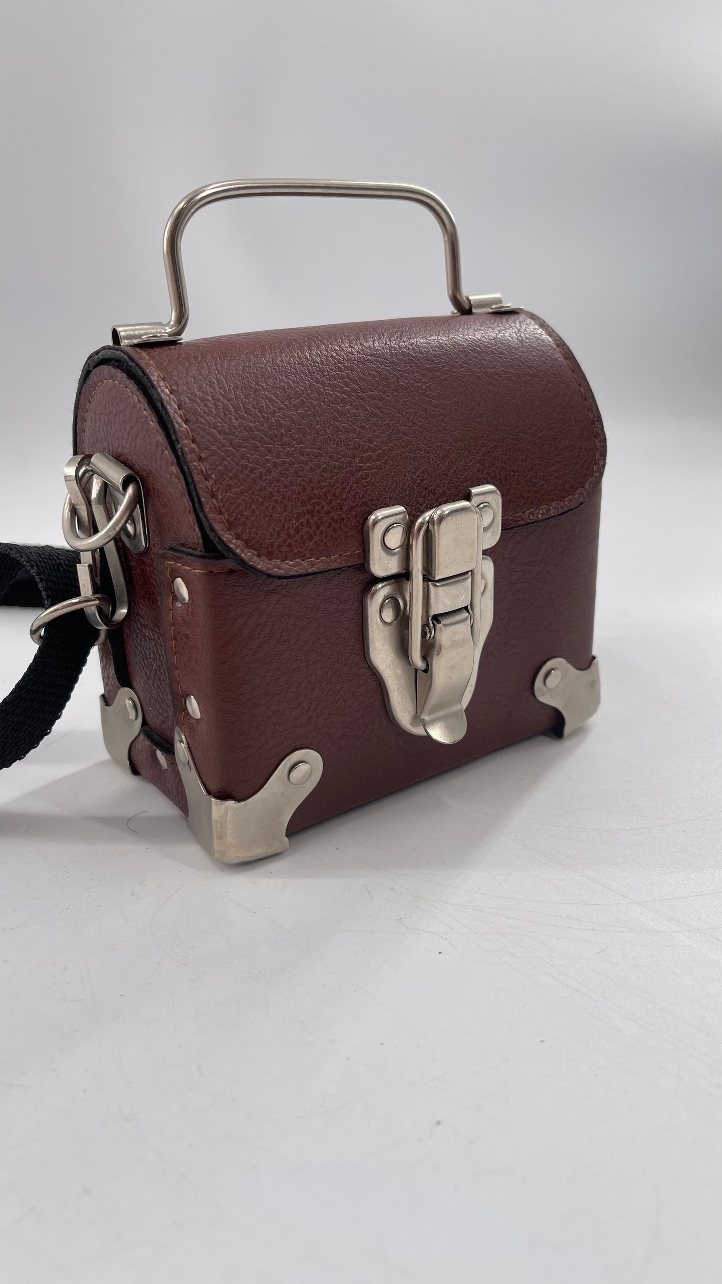 Vintage US Made Brown Leather Trunk Purse