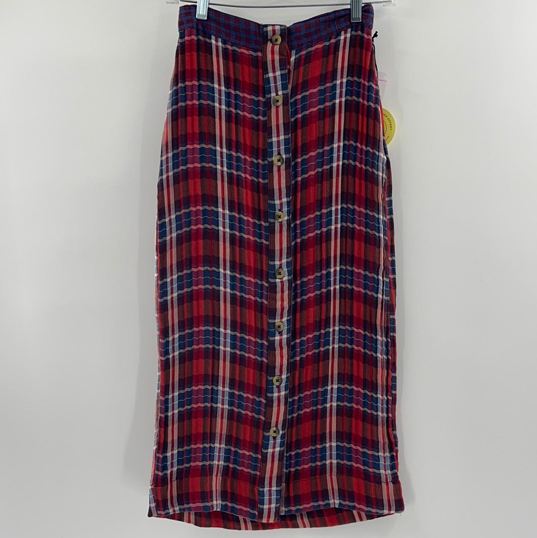 Urban Outfitters - Top to Bottom Button Down - Plaid Red Skirt (Size Small)