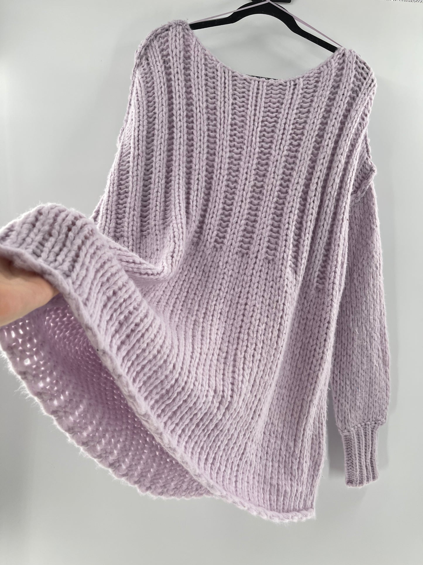 Free People Chunky Knit Lilac/Lavender Sweater (Medium)