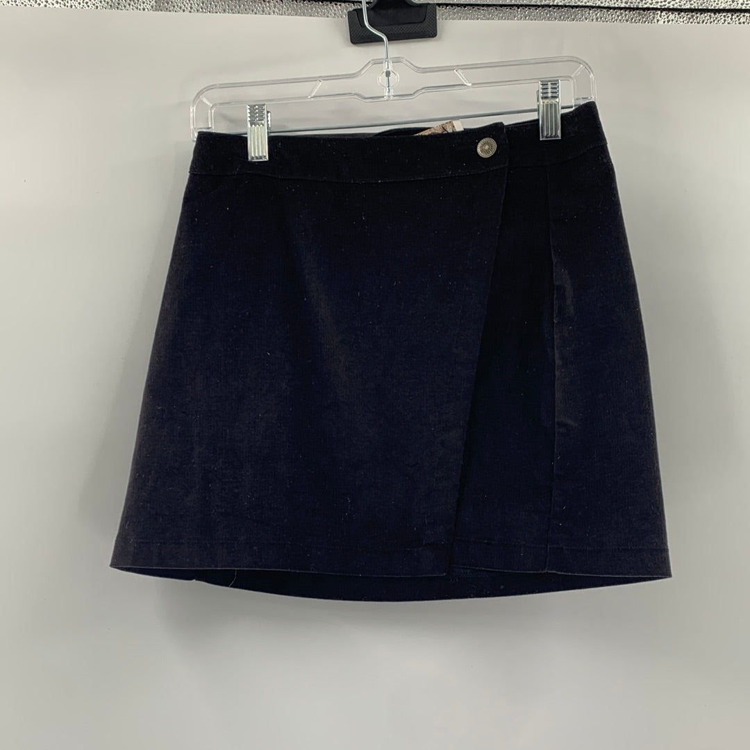 American Eagle Black Corduroy Mini Skirt Side Overlap (Size 0)