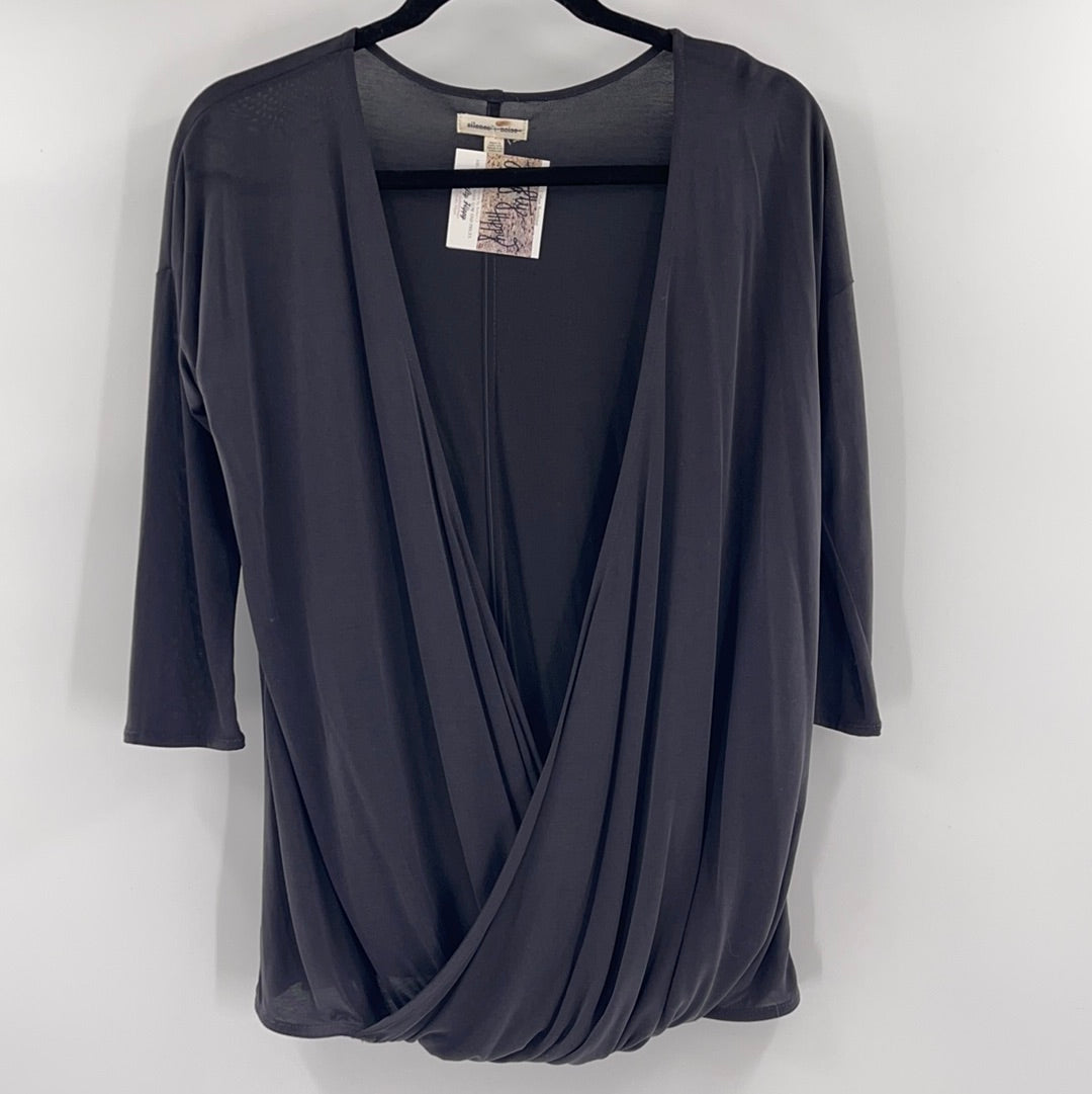 Silence + Noise Charcoal Wrap Top (S)