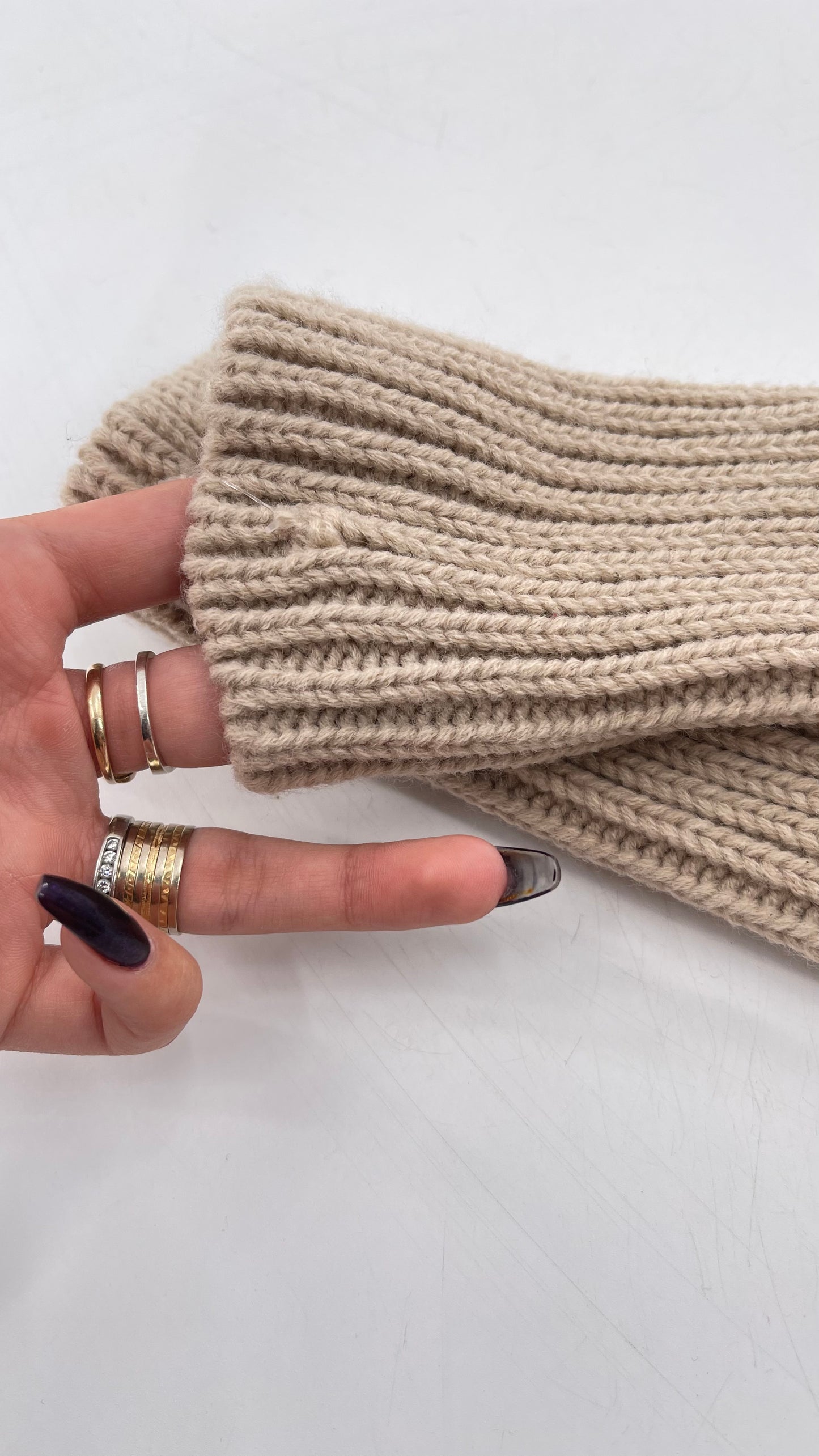 Free People Tan Knit Arm Warmer with Thumb Holes