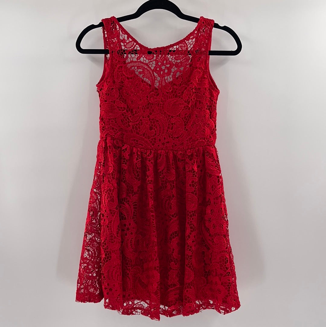 Francesca's - Red Lace Backless Mini (Small)