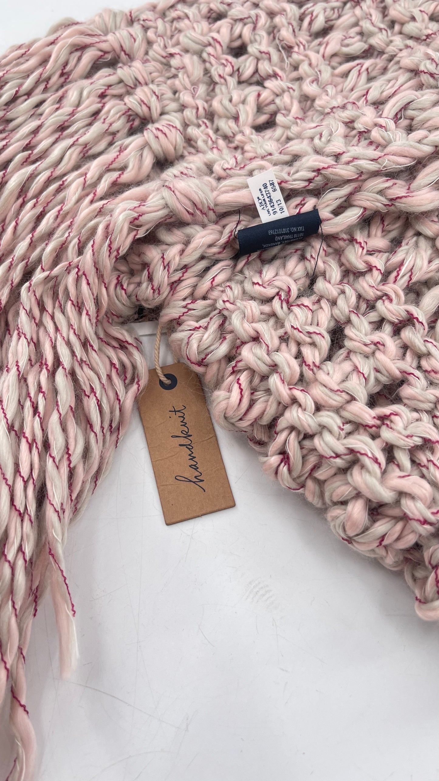 Beige/Pink/Maroon HandKnit Scarf