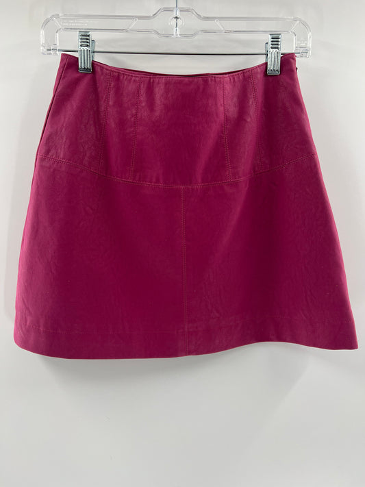 Free People - Vegan Leather Pink Mini Skirt (Size 0)