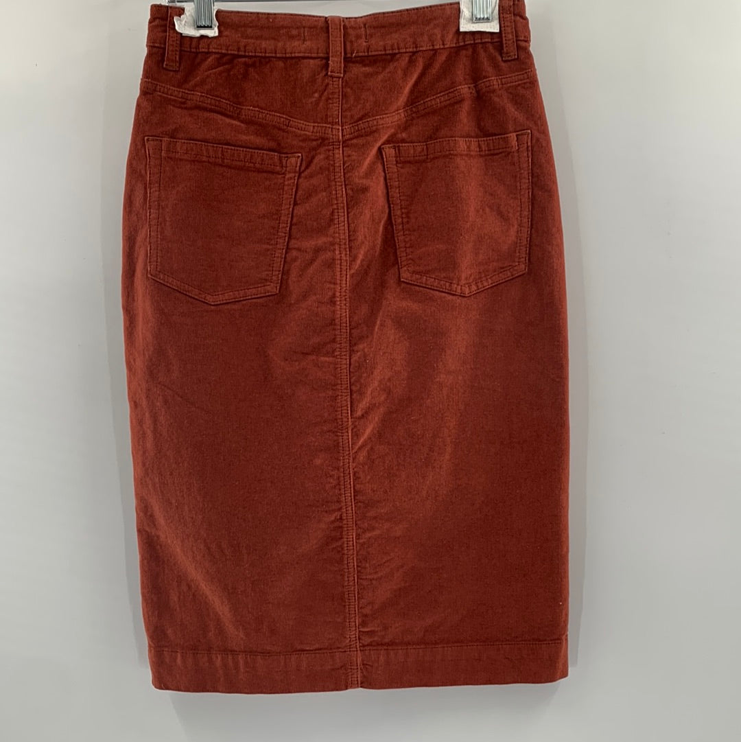 Free People Brick Corduroy Pencil Skirt Front Slit (Size 29)